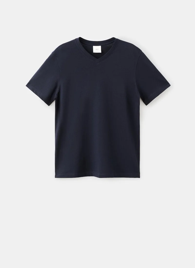 Mango Man  100% cotton slim-fit V-neck t-shirt for Men | Best Price UAE